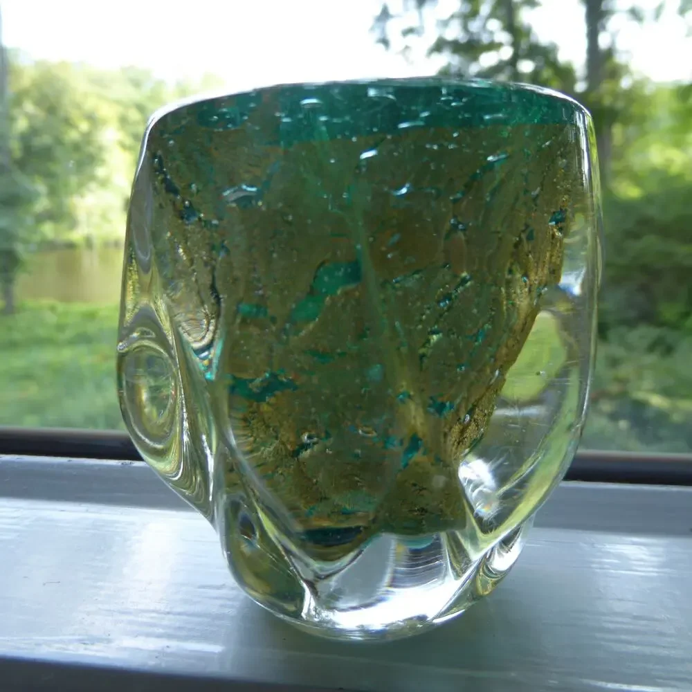 Barovier & Toso 24K Goldleaf Green Murano Glass Bud Vase 3